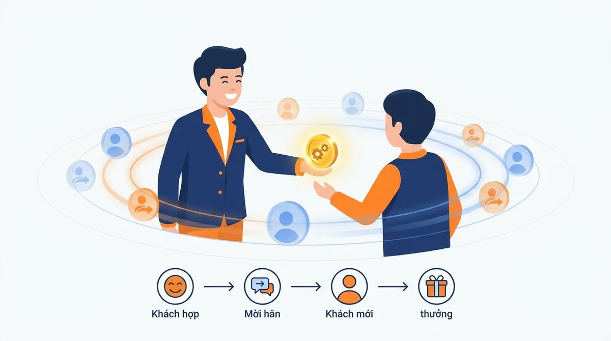 Vòng lặp giới thiệu: khách hài lòng đến mời đến khách mới đến thưởng