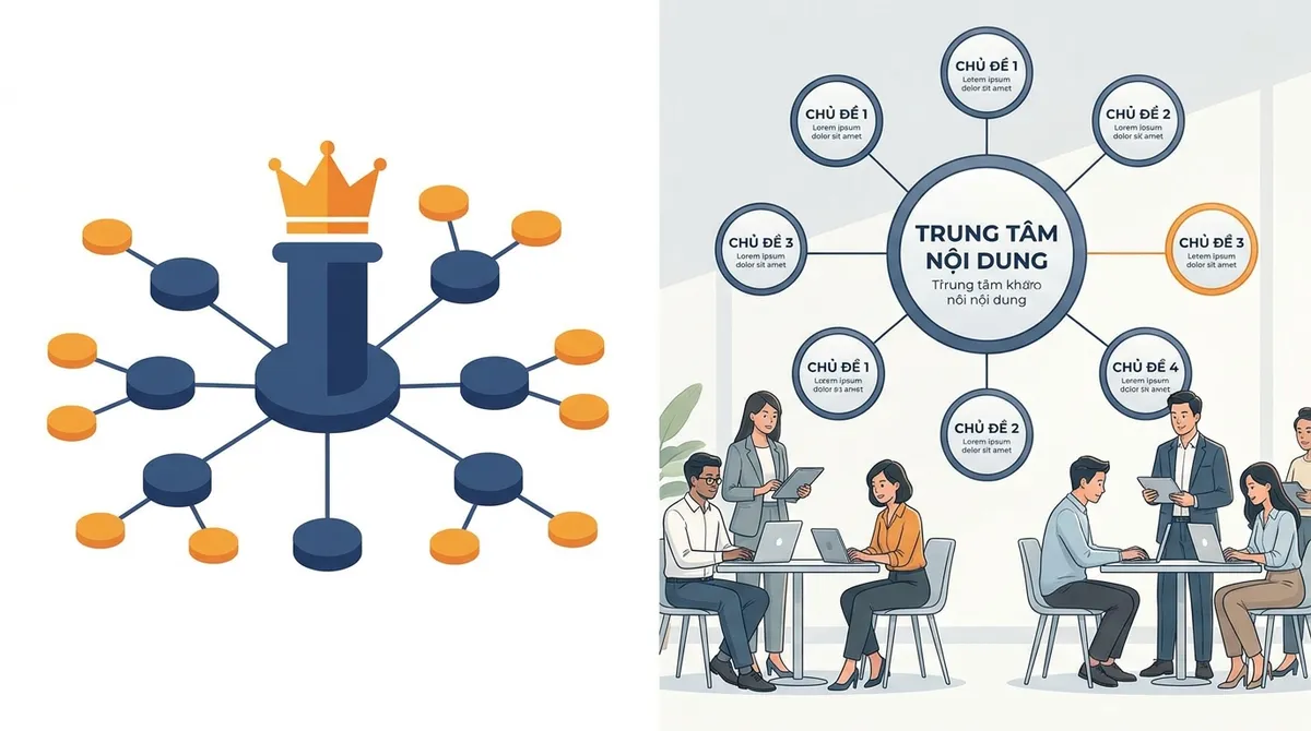 Bản đồ pillar và cluster nối với nhau