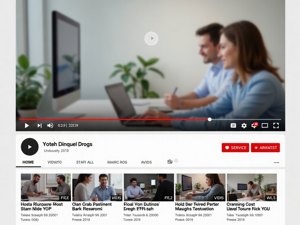 bố cục kênh YouTube của một doanh nghiệp dịch vụ với thumbnail gọn